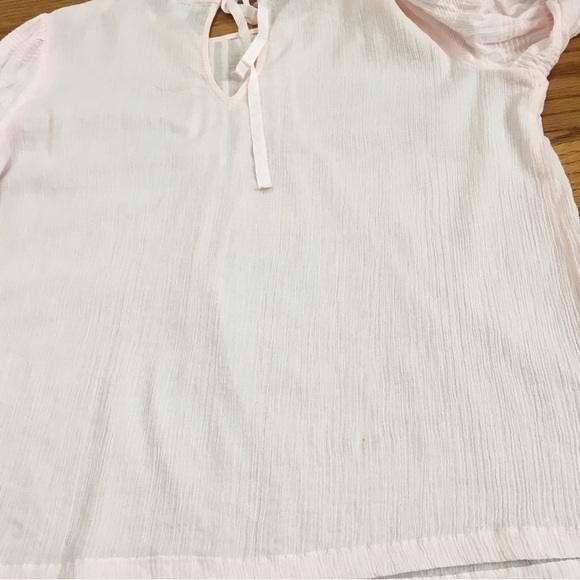 Hinge soft pink Crinkle Gauze short sleeves semi sheer blouse Top - Picture 14 of 14